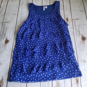 Blue with white polka dots tank top size small